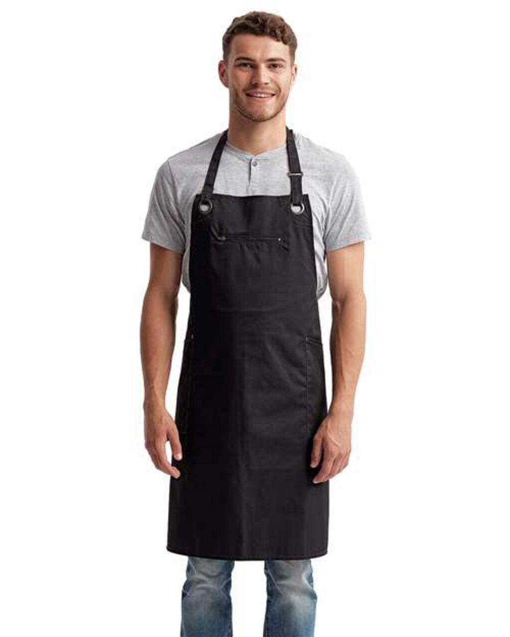 Artisan Collection by Reprime® Barley Contrast Stitch Recycled Polyester Cotton Bib Apron with Pockets